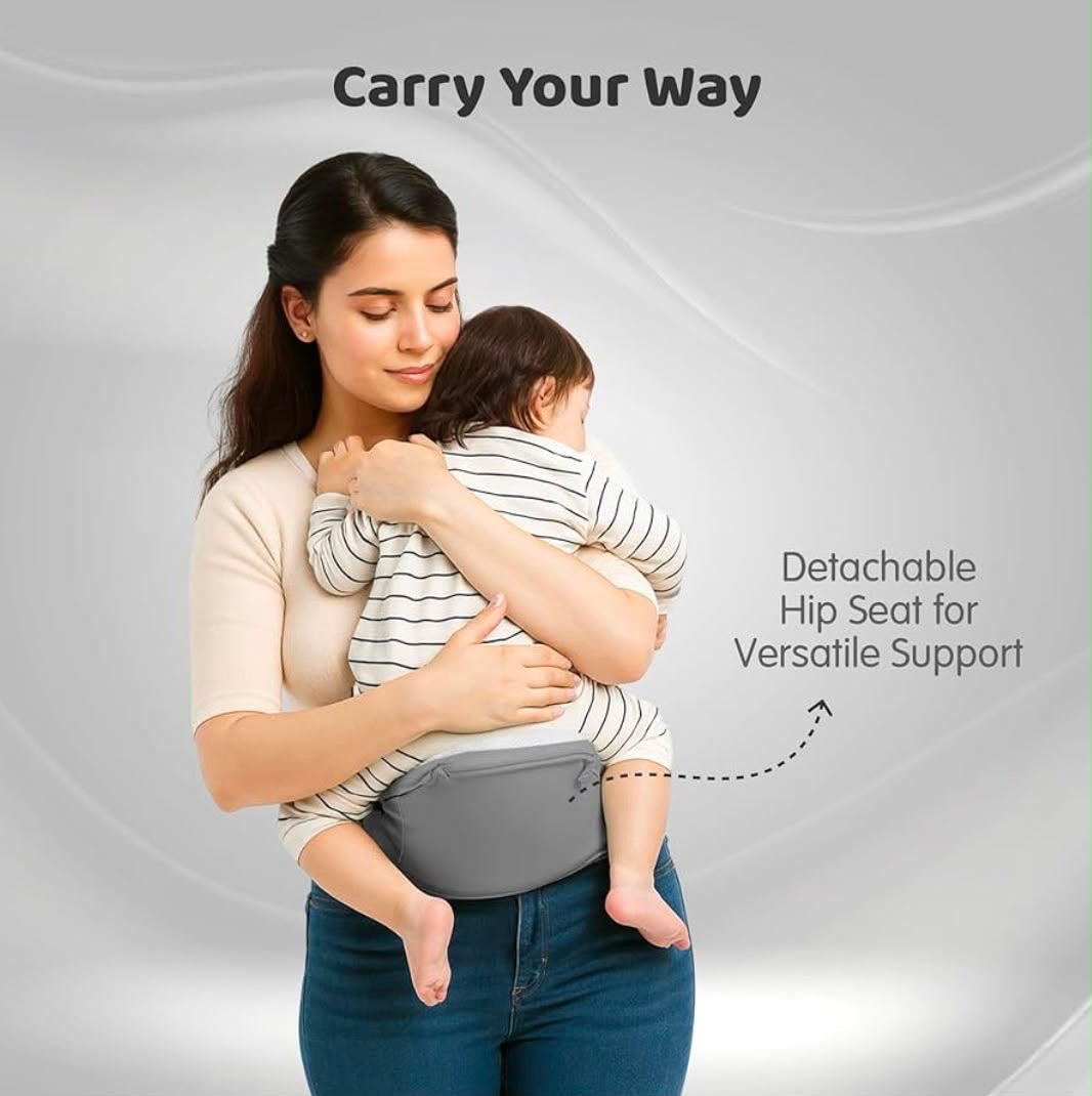 Kidspark carry me premium baby carrier | cushioned strap | bottle holder | hip seat