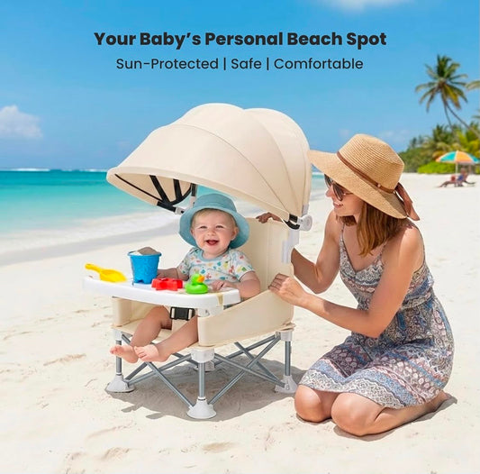 Kidspark Beachy Highchair | food tray | very portable | canopy | detachable