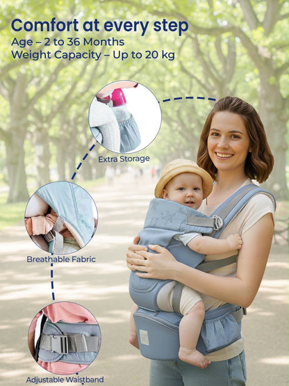 Kidspark loveme baby carrier | super adjustable | premium materials | cradle position