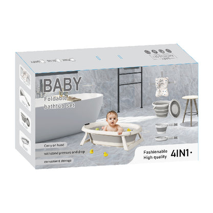 4 in 1 baby portable bath set | cushion | 2 x water ladle | Bucket | temperature monitor | EU standard quality