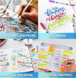Coloring Pens Set with 12 Colors, Dual Tip Brush Pens and Fine Point of 0.4mm & 2 mm - Kidspark