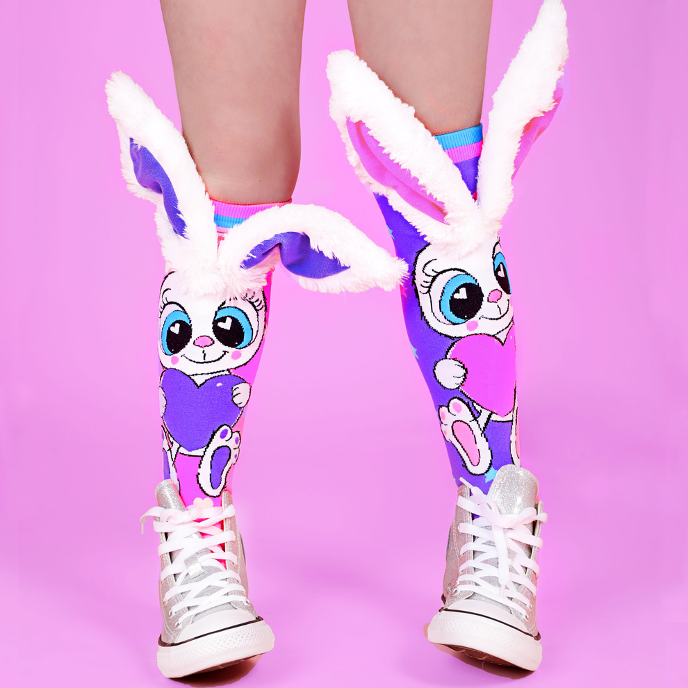 Premium quality bunny 3D knee high socks