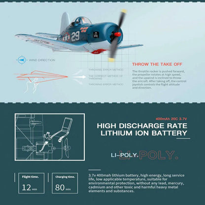 WLtoys XK A500 F4U Corsair 2.4GHz 6CH RC Airplane with 3D/6G Flight Mode & Gyroscope – 1 Battery