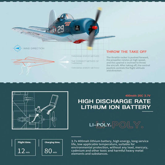 WLtoys XK A500 F4U Corsair 2.4GHz 6CH RC Airplane with 3D/6G Flight Mode & Gyroscope – 1 Battery