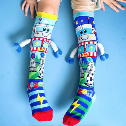 Premium quality 3D knee high robot socks for boys