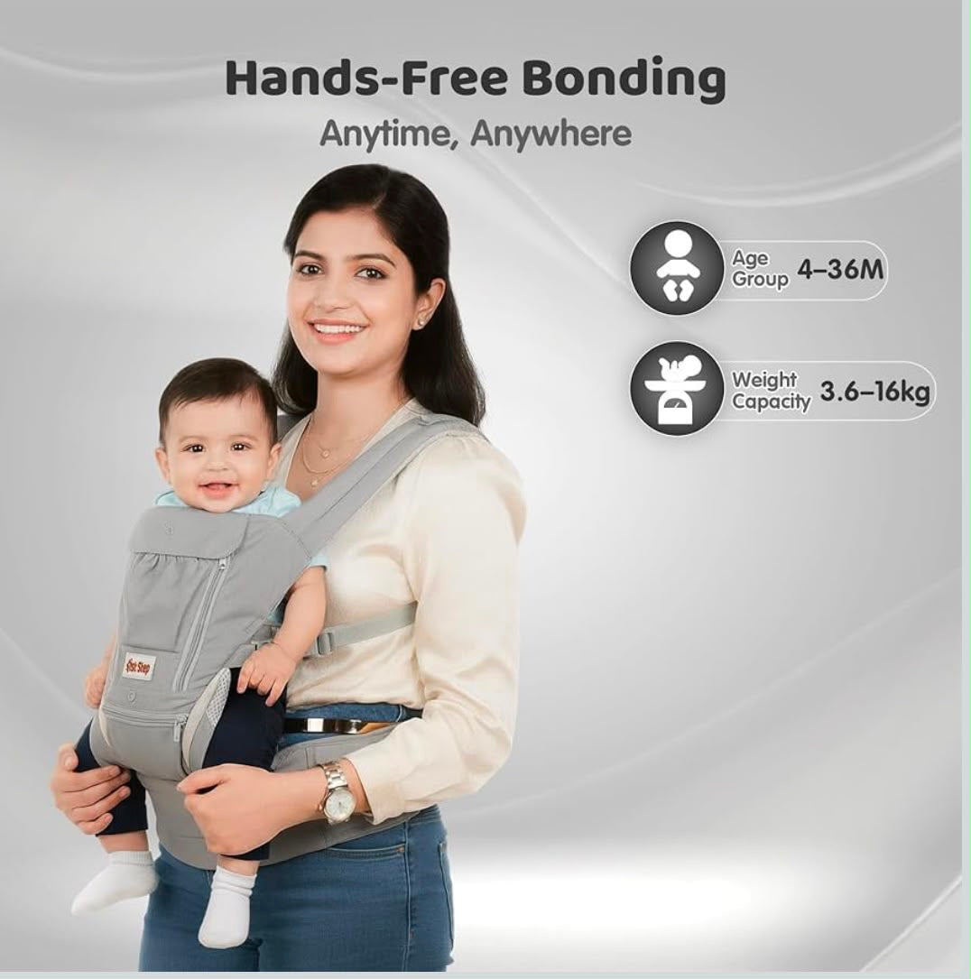 Kidspark carry me premium baby carrier | cushioned strap | bottle holder | hip seat
