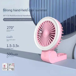 Portable USB Mini Handheld Fan: Folding Fill Light, Multifunctional, Compact for Students, Outdoor Use, Summer Cooling - Kidspark