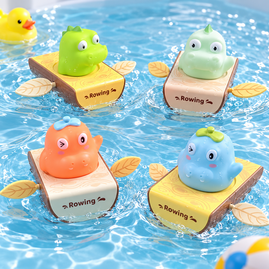 Floating paddle boat hippo and crocodile Bath Toy: Making Bath time Fun and Playful(1pc)