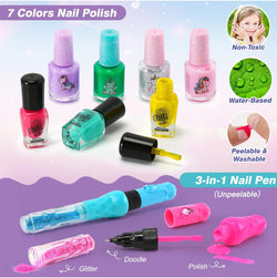 Kids Nail Polish Set for Girls Toy 6-12 Years Old, Nail Art Kit Storage Desk with Nail Dryer&Hand Massage Spa Kit, Kid Manicure Salon - Kidspark