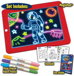 Light up! LED Drawing pad tablet, glow in the dark - Kidspark