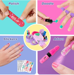 Kids Nail Polish Set for Girls Toy 6-12 Years Old, Nail Art Kit Storage Desk with Nail Dryer&Hand Massage Spa Kit, Kid Manicure Salon - Kidspark