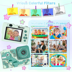 Kids Camera Dinosaur for years 3 to 8 Years Digital Camera for Children with Building Block Dual Lens 2.4 Inch HD Screen 64GB inbuilt music player and games - Kidspark
