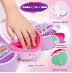 Kids Nail Polish Set for Girls Toy 6-12 Years Old, Nail Art Kit Storage Desk with Nail Dryer&Hand Massage Spa Kit, Kid Manicure Salon - Kidspark