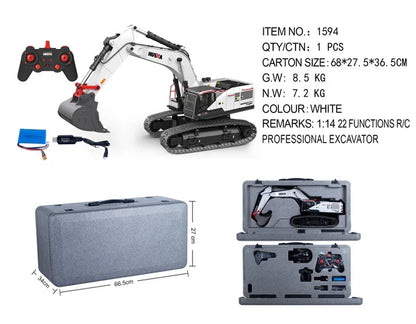 Huina 1594 1:14 RC Excavator 12CH Alloy Construction Vehicle (2026 Model)