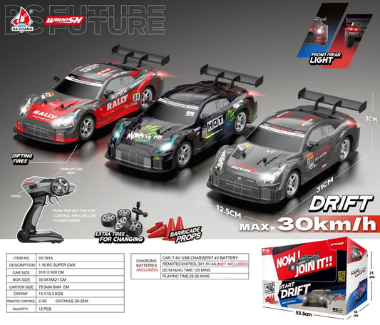 Whoosh metal RC car  |1 : 16 | Lights | 4WD | Drift | 30km/H