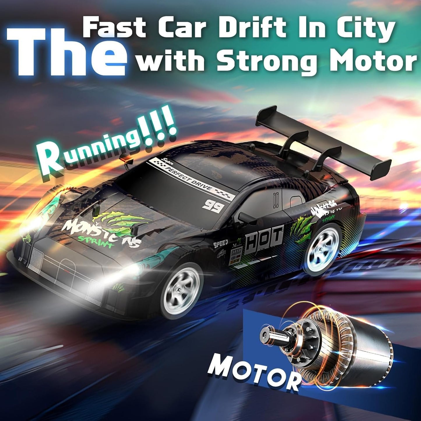 Whoosh metal RC car  |1 : 16 | Lights | 4WD | Drift | 30km/H