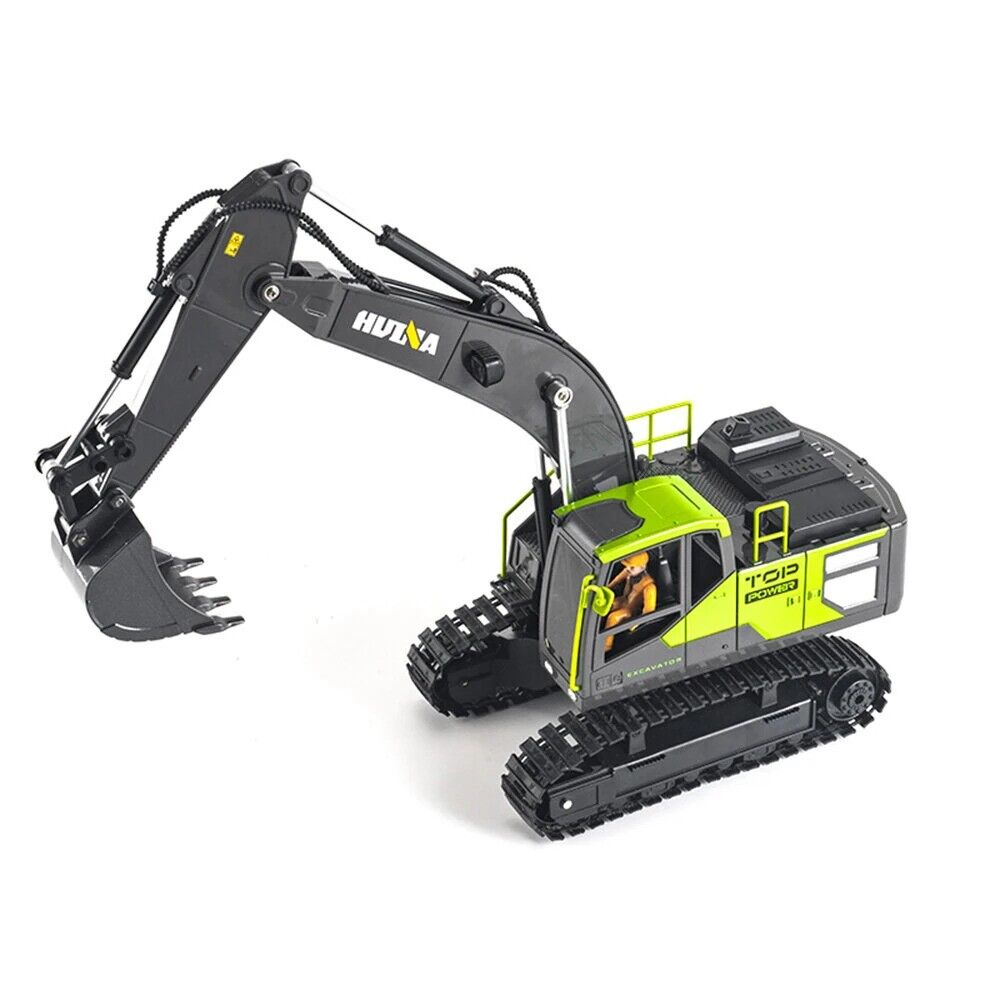 Huina 1661 1:18 Die-Cast Metal RC Excavator – 11CH Radio Control Construction Vehicle with Lights