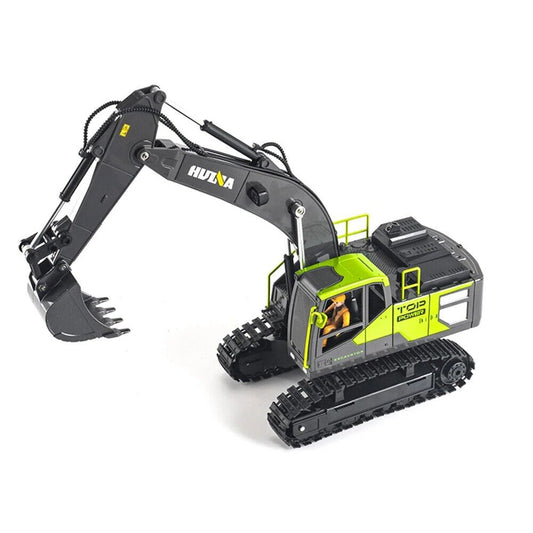 Huina 1661 1:18 Die-Cast Metal RC Excavator – 11CH Radio Control Construction Vehicle with Lights