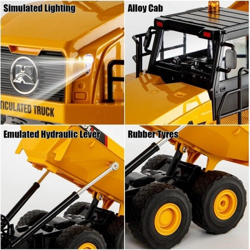 Huina 1553 Rc Excavator Huina 1: 16 11CH 2.4G Electric Sound and Light Alloy Metal Dump Car RC Die-cast Truck Remote Control Toys