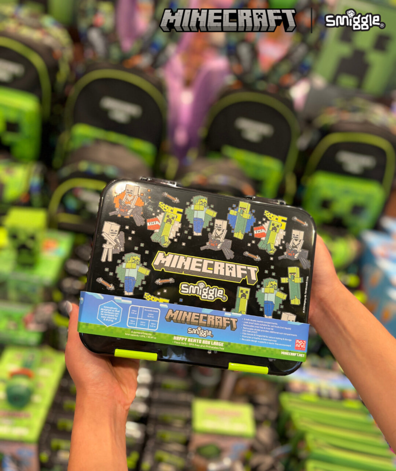 Smiggle Minecraft Happy Medium Bento 758 ML Lunchbox | Leakproof