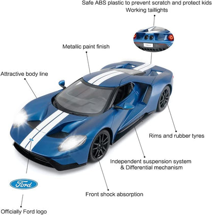 RASTAR 1:14 Ford GT RC Car Blue 2.4G Remote Control Race Toy with Detailed Interior/Exterior