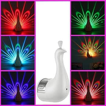 Peacock Lamp Creative Peacock Colorful Projection Wall Lamp