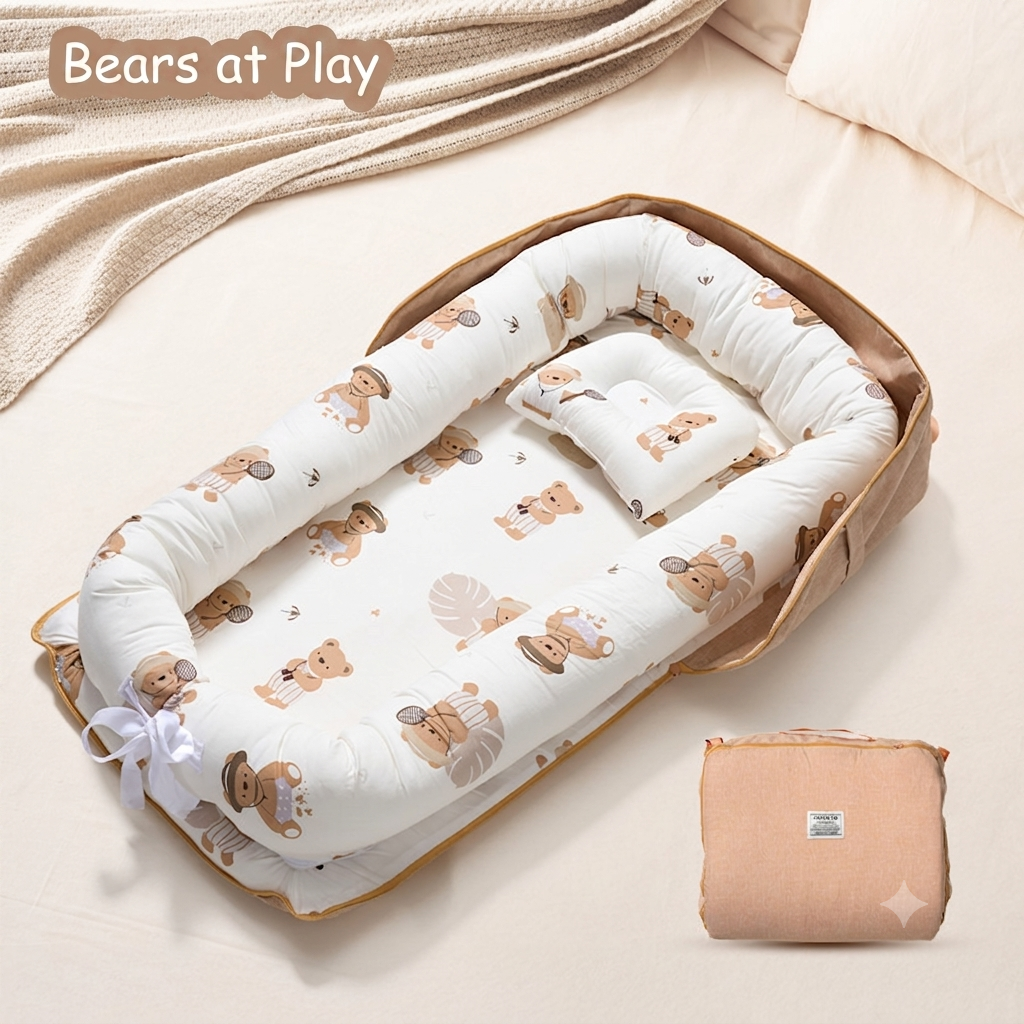 Kidspark Baby Lounger Cover Adjustable Baby Nest Cover for Co Sleeping, Ultra Soft 100% Cotton Baby Bed Cover Perfect for Traveling and Napping