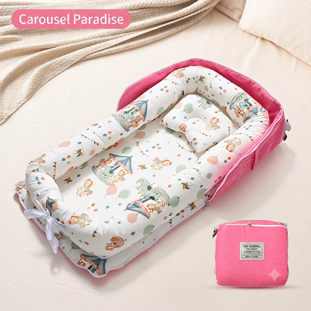 Kidspark Baby Lounger Cover Adjustable Baby Nest Cover for Co Sleeping, Ultra Soft 100% Cotton Baby Bed Cover Perfect for Traveling and Napping