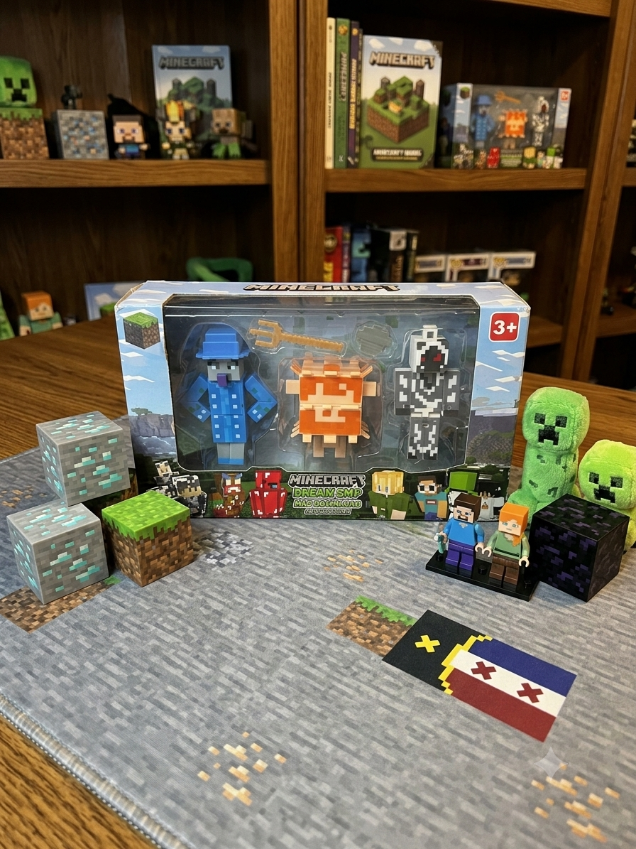 Minecraft DreamSMP 3-Pack Figure Set (Witch, Pufferfish & Phantom)