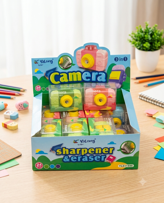 3 in 1 Camera eraser sharpener