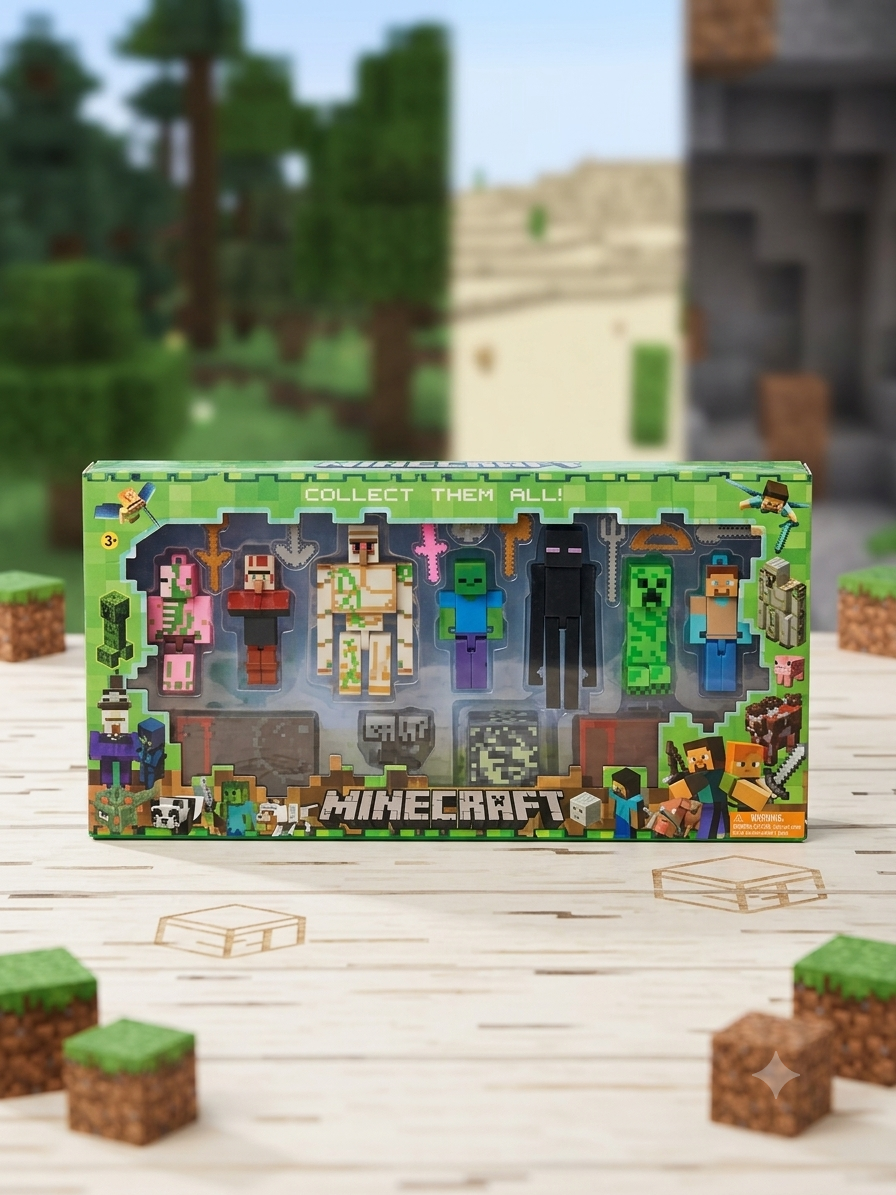 Minecraft World Toy Figure Set – Includes Steve, Mob Figures & Pixel Weapons