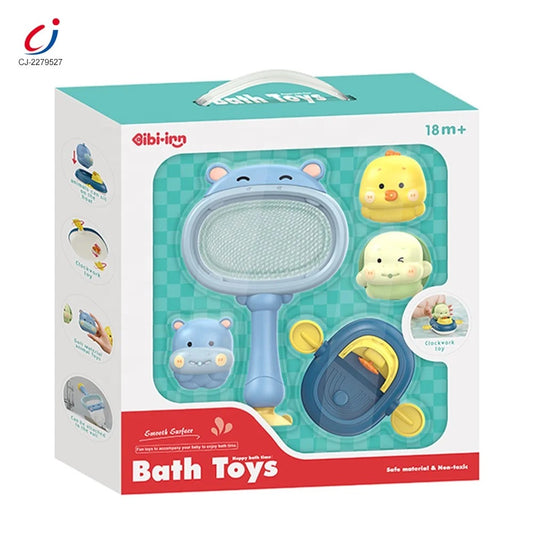 Bathtub water play floating squirt silicone animal scoop net swimming baby bath toys - Kidspark