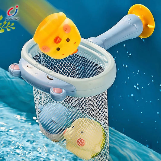 Bathtub water play floating squirt silicone animal scoop net swimming baby bath toys