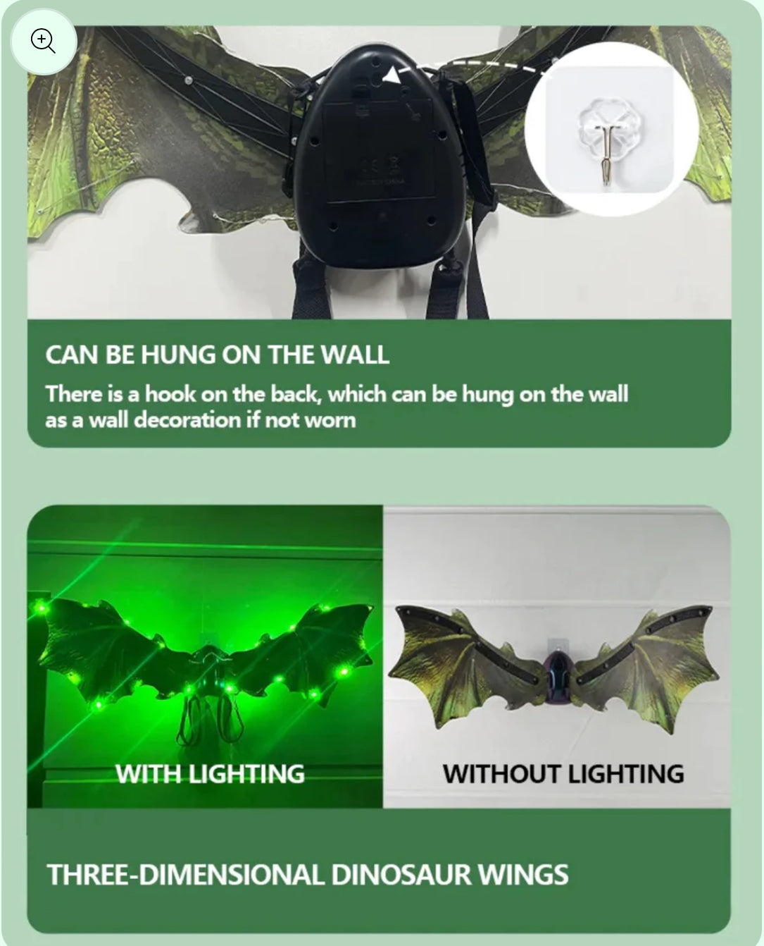 Dinosaur Auto Wings 🦖 - Electric, Musical with Glowing Lights