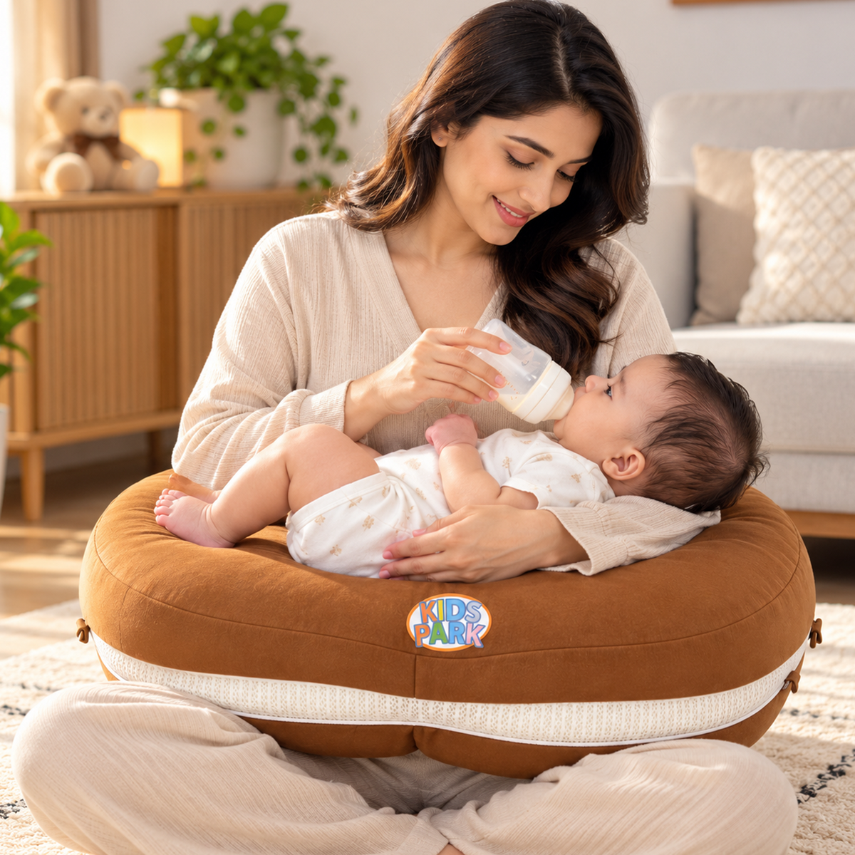 Kidspark 6-in-1 Multifunctional Baby Nursing Pillow | Free Hands | Inclined to Prevent Spitting Up and Regurgitation | Newborn Feeding Pillow