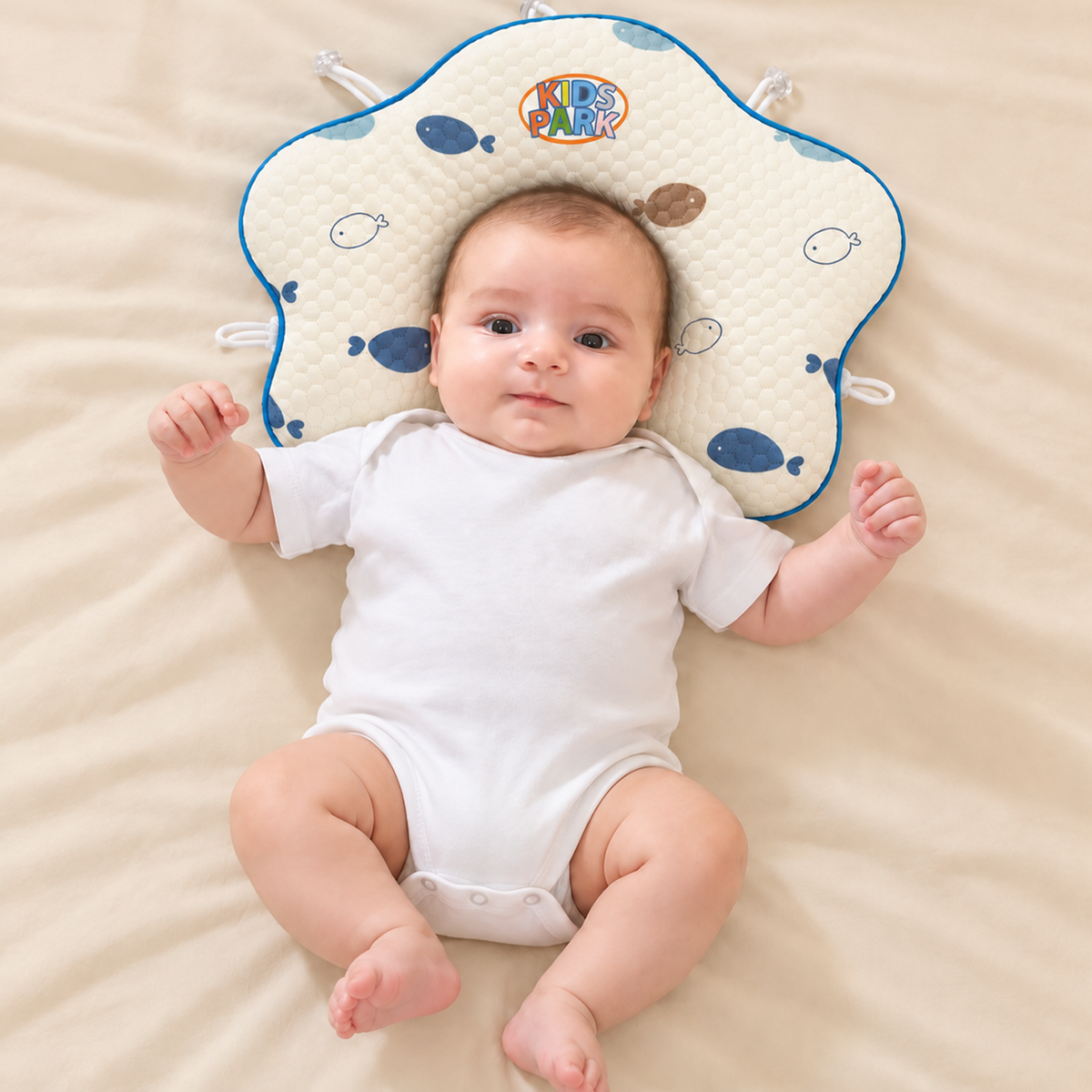 Kidspark Baby Head Shaping Pillow for Newborns, Breathable Infant Flat Head Support Pillow mustard seeds filled