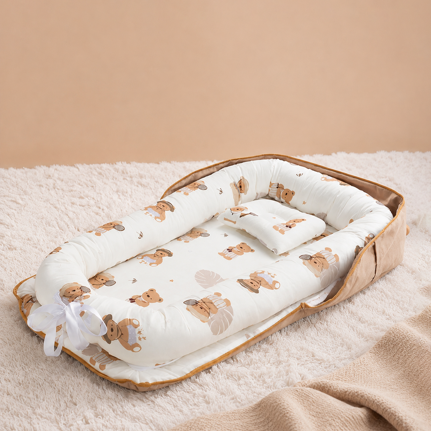 Kidspark Baby Lounger Cover Adjustable Baby Nest Cover for Co Sleeping, Ultra Soft 100% Cotton Baby Bed Cover Perfect for Traveling and Napping