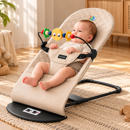 Kidspark Infant Natural Swing Bouncer | Compact | Foldable and Multi Recline Back | Removable Toybar/Fidget Bar | 0-9 months