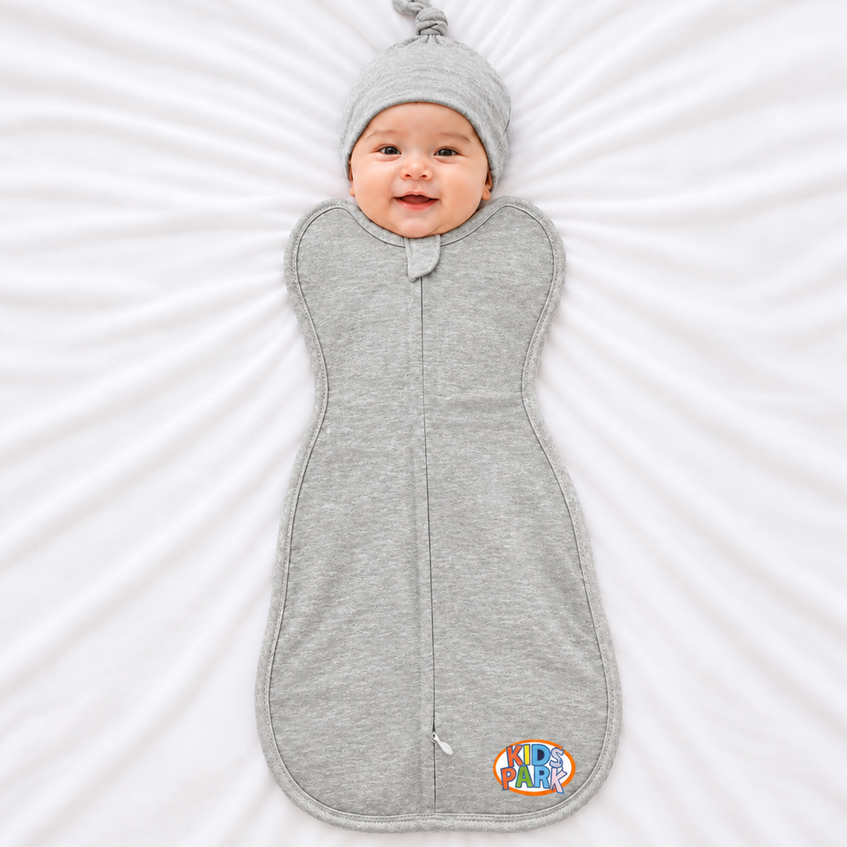 Kidspark Sleepie Pro | grey? Premium Baby Swaddle Wrap | 1 TOG | Soft Breathable Newborn Sleep Sack | Anti-Startle Sleep Wrap | 0-6 month