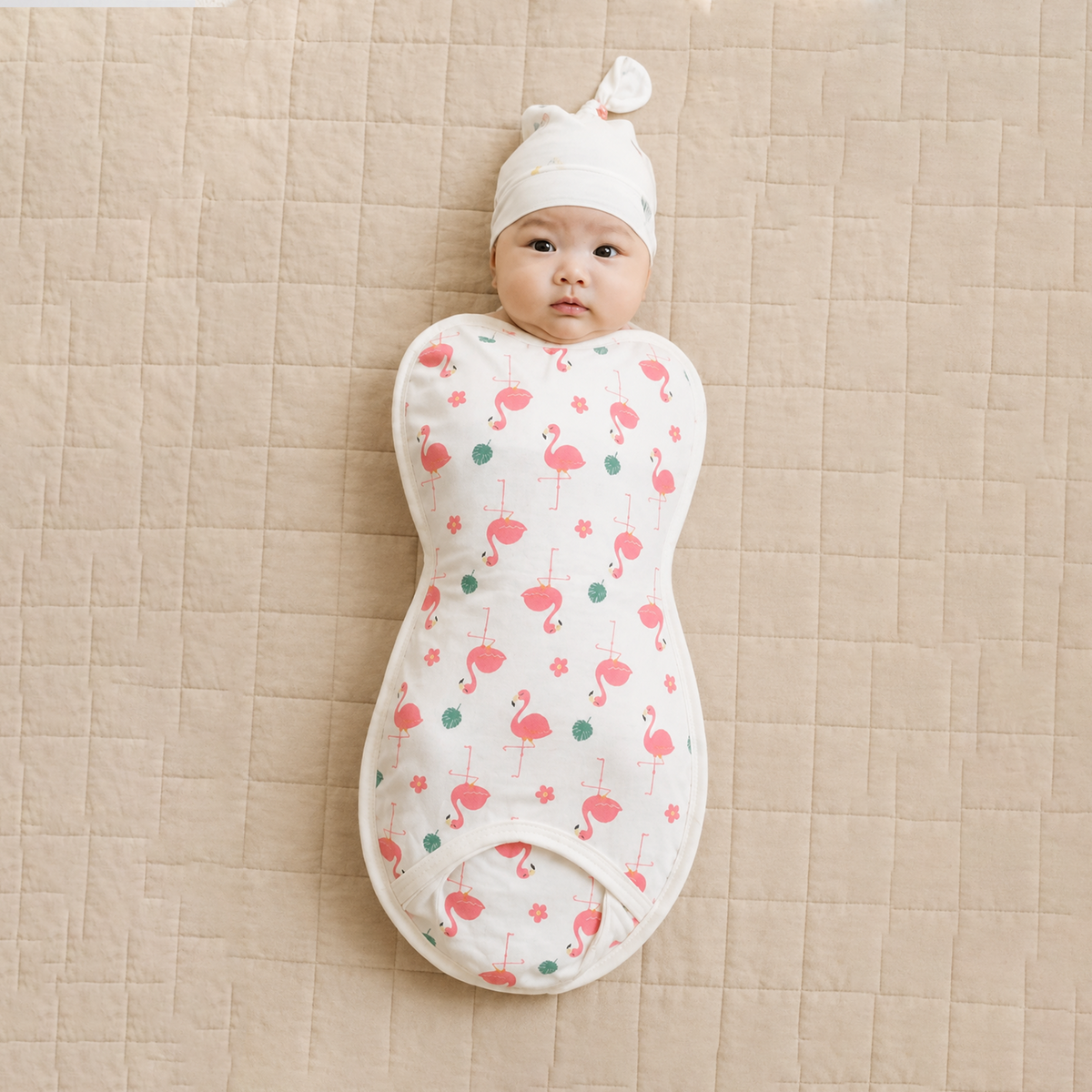 Kidspark Sleepie Pro | flamingo Premium Baby Swaddle Wrap | 1 TOG | Soft Breathable Newborn Sleep Sack | Anti-Startle Sleep Wrap | 0-6 month