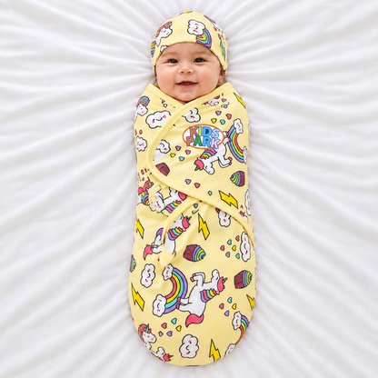 Kidspark new born bloom swaddle and cap set | 0-6 months | 0.5 TOG