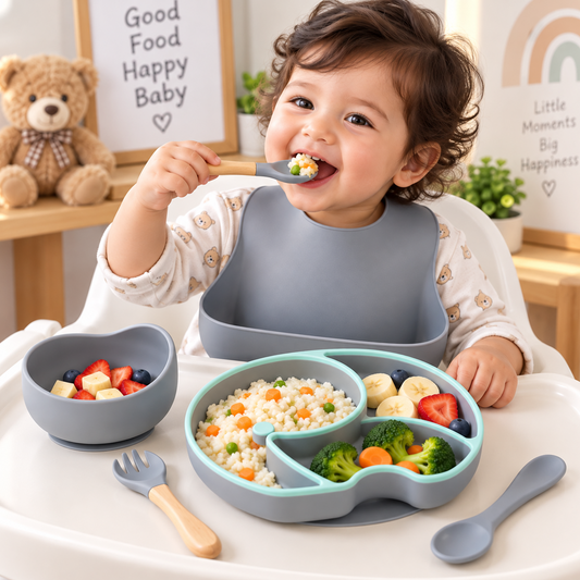 Neon Elephant Bamboo Suction Set – Safe, Eco-Friendly Baby Feeding Essentials