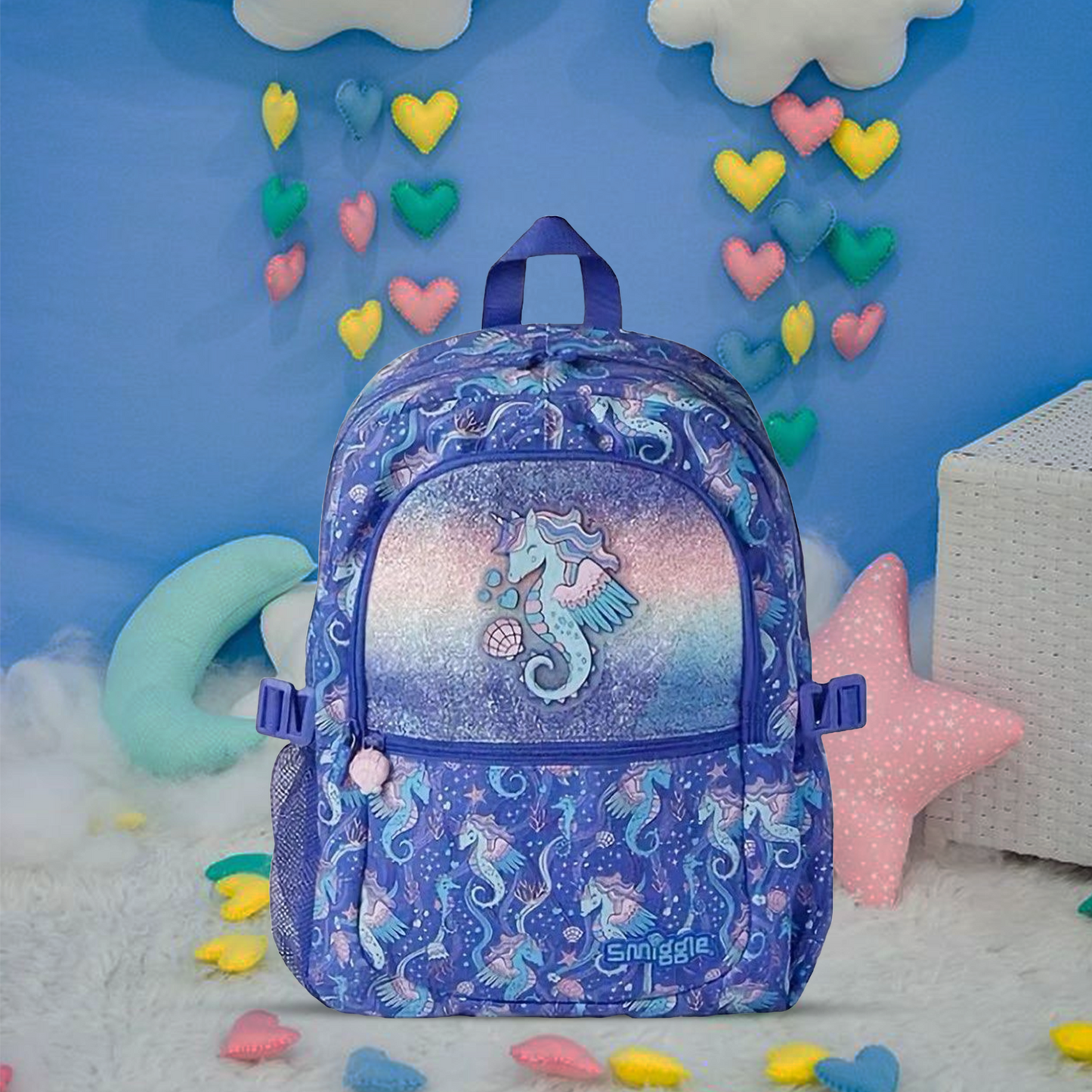 Smiggle - 16 inch Premium glitter sea horse Backpack