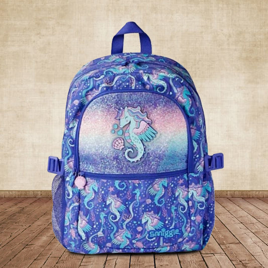 Smiggle - 16 inch Premium glitter sea horse Backpack