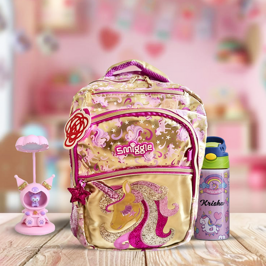 Smiggle - 16 inch Premium gold unicorn Backpack