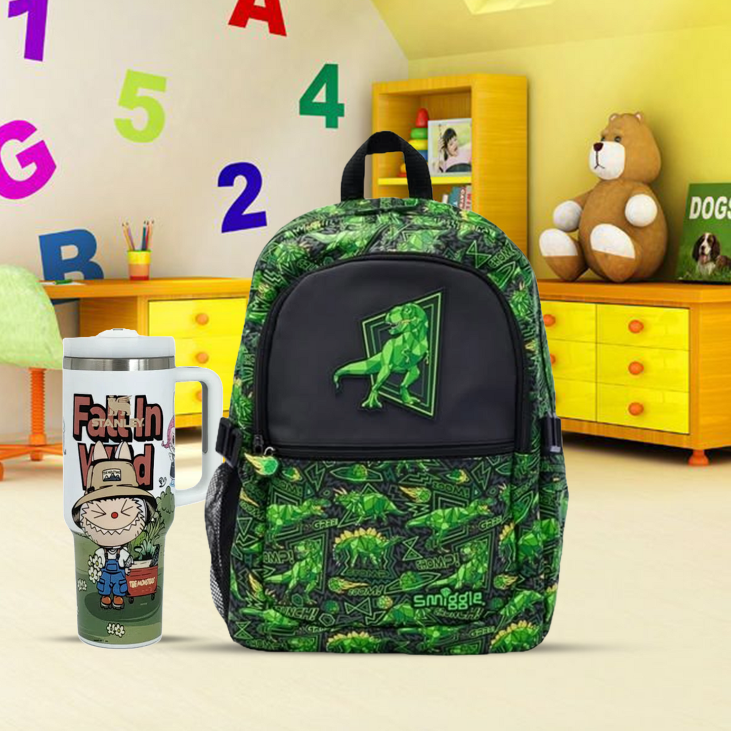 Smiggle - 16 inch Premium green Dino  Backpack