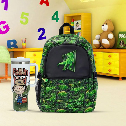 Smiggle - 16 inch Premium green Dino  Backpack