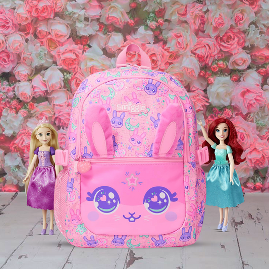 Smiggle - 16 inch Premium pink 3D bunny Backpack