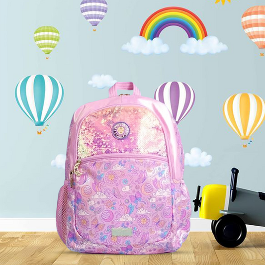 Smiggle - 16 inch Premium pink sunflower sequin Backpack