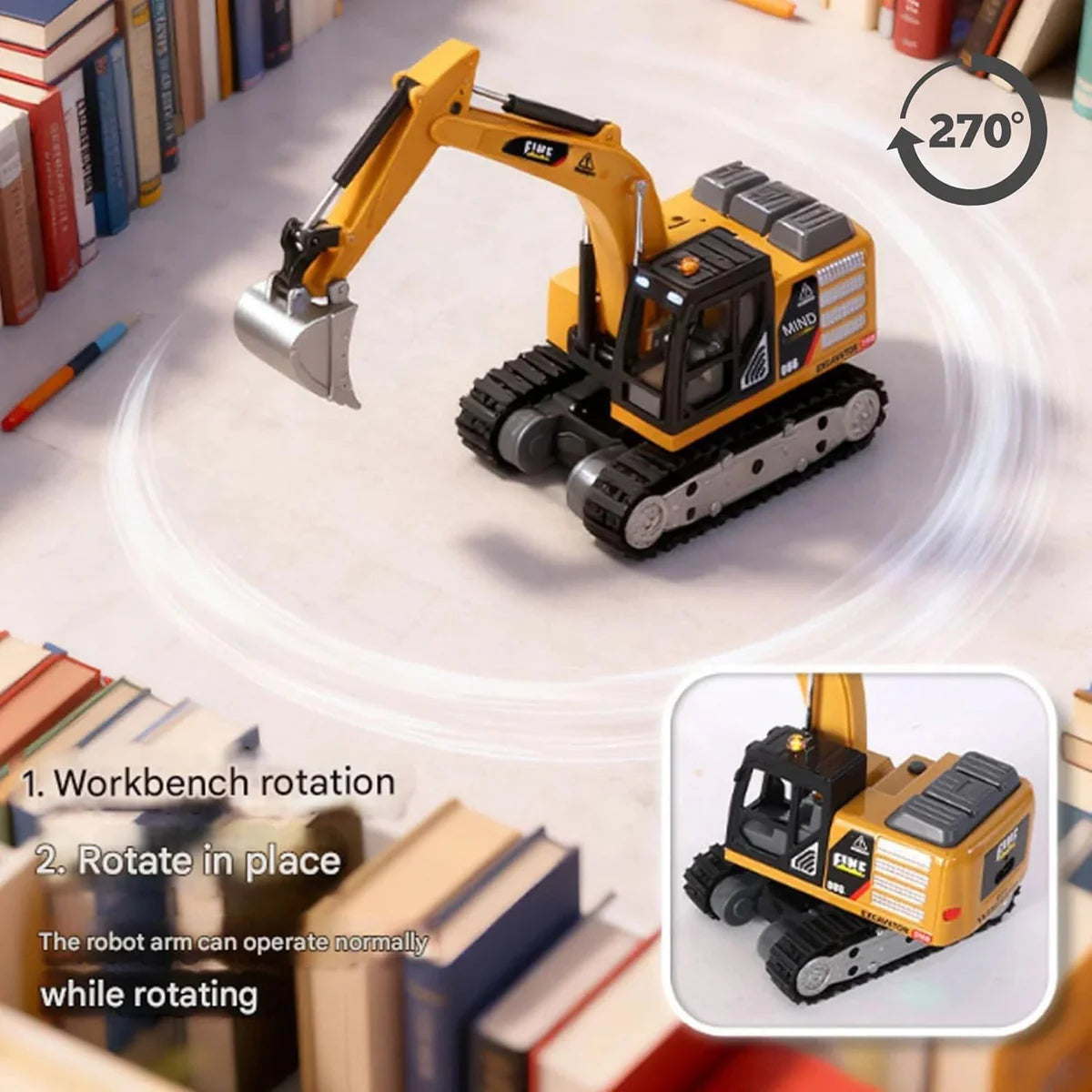 TRASPED 1:64 RC Excavator – App & Remote Control with Lights & Sounds